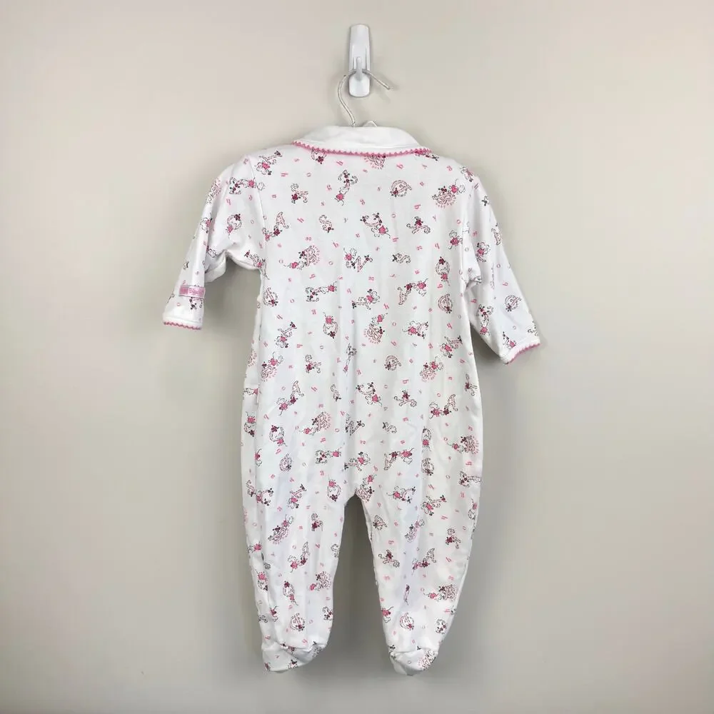 Vintage OshKosh B'gosh Pink White Alphabet Mouse Footie Coverall 6-9 Months